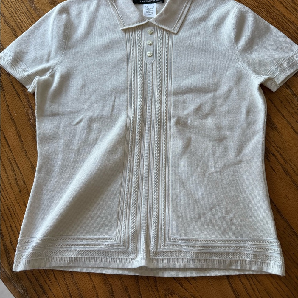 Jones New York  Cream  silk Button Down Shirt